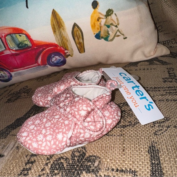 Carter'S NWT! Just One You Baby White/Red Quilted Construction Slippers - Picture 2 of 8